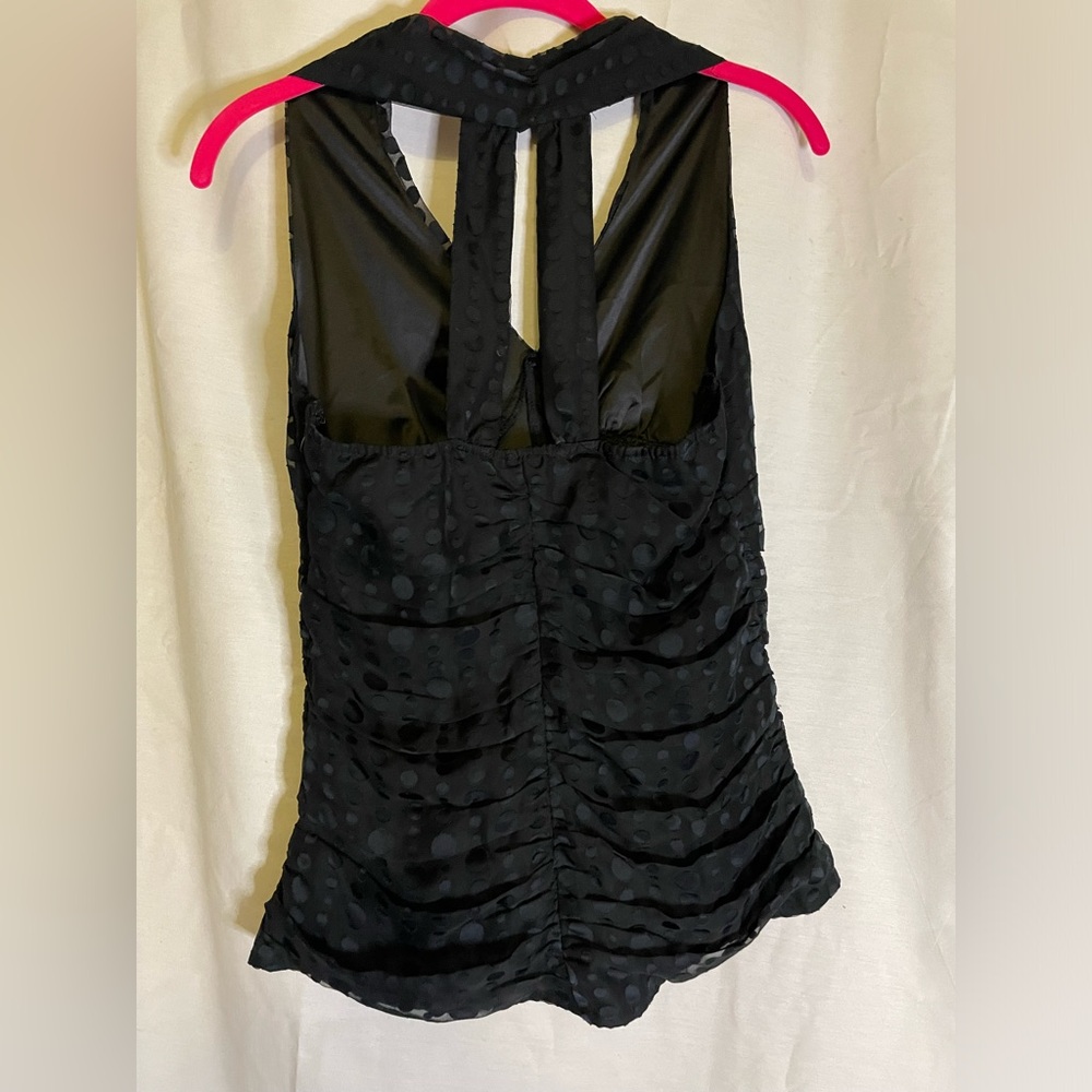NWT Express Design Studio Black Halter Tank Top with black dots pattern Size 6 - Picture 5 of 11